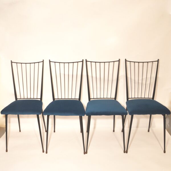 Série de 4 chaises Colette Gueden retapissées