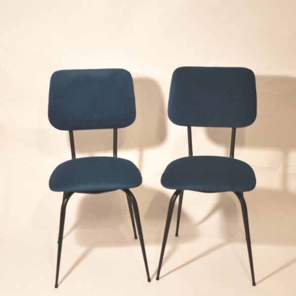 Paires de chaises velours bleu modèle 2