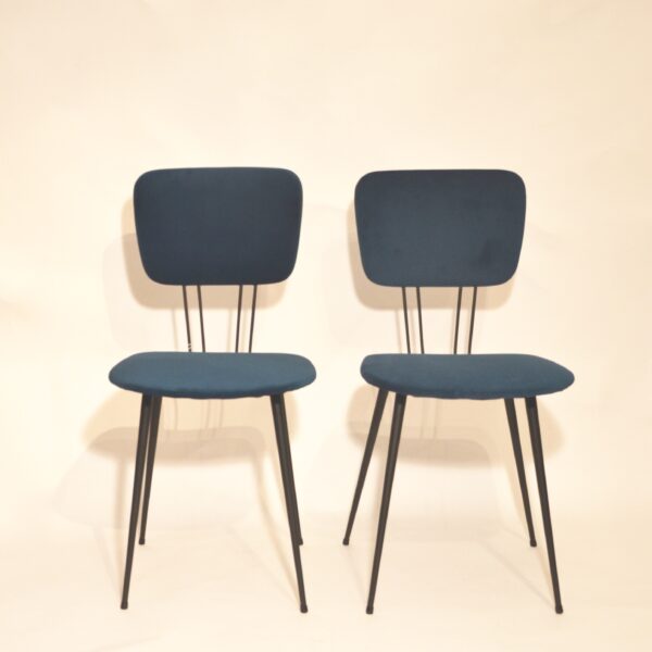 Paires de chaises velours bleu modèle 1