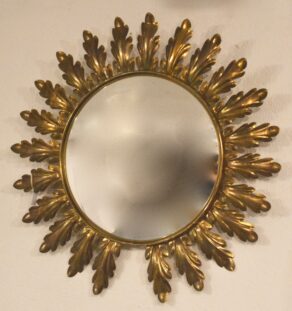 Miroir sorcière bombé à feuilles