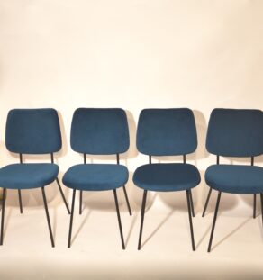 Série de 4 chaises velours bleu