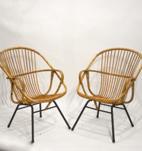 Paire de fauteuils rotins