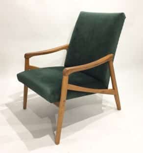 Fauteuil retapissé velours vert