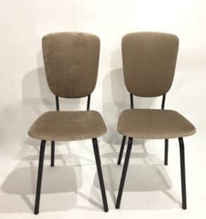 Chaises années 60 velours taupe