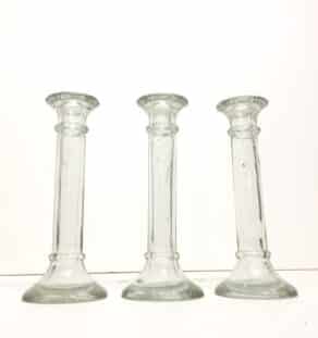 Série de 3 bougeoirs en verre