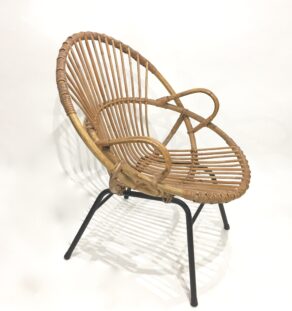 Fauteuil rotin avec accoudoirs