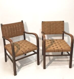 Paire de fauteuils anciens en corde