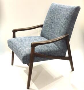 Fauteuils années 60 retapissés bleu chiné