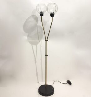 Lampadaire deux globes verre fumé
