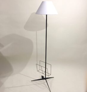 Lampadaire tripode noir et doré