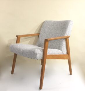 Fauteuils années 60 retapissé gris chiné 2