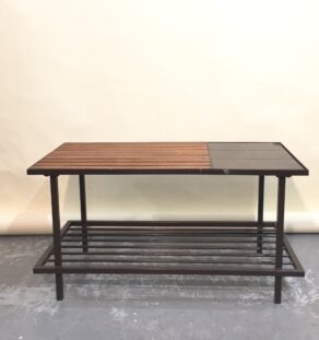 TABLE BASSE BOIS MÉTAL ET CÉRAMIQUE