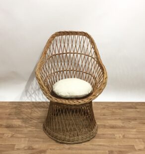 Petit fauteuil rotin années 60