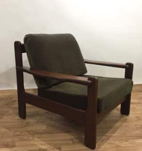 Fauteuil années 60 velours vert