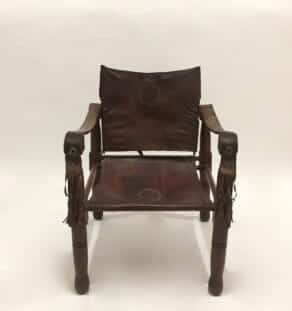 Fauteuil Safari en bois et cuir