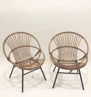 Fauteuils rotin années 60