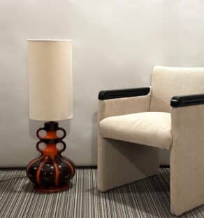 Lampe de sol céramique années 70 orange – Image 2