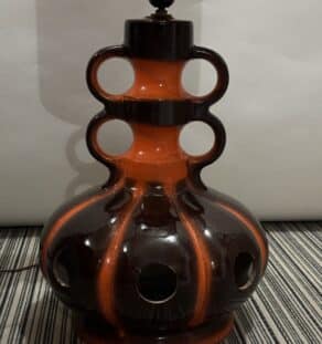 Lampe de sol céramique années 70 orange – Image 4