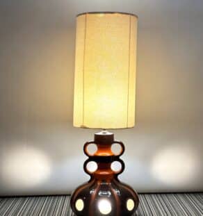 Lampe de sol céramique années 70 orange