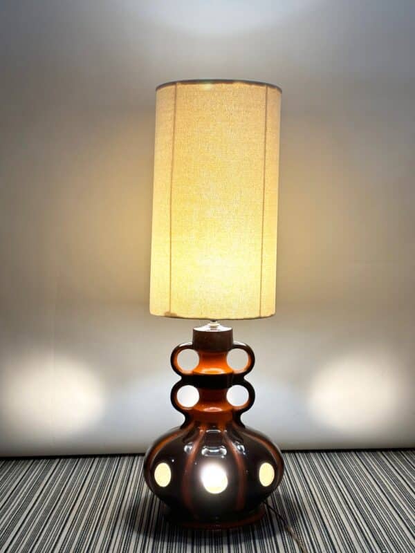 Lampe de sol céramique années 70 orange