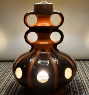 Lampe de sol céramique années 70 orange – Image 5