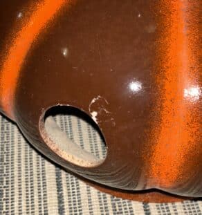 Lampe de sol céramique années 70 orange – Image 6