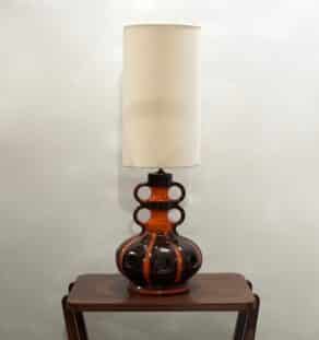 Lampe de sol céramique années 70 orange – Image 7