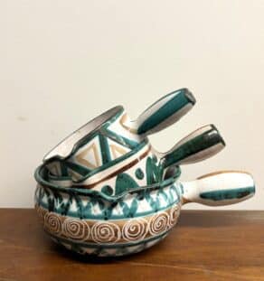 Trio de poêlons en céramique de  R. Picault années 60