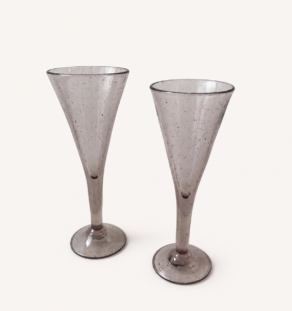 Duo de flûtes à champagne en verre de Biot