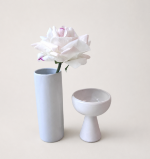 Soliflore et bougeoir en porcelaine