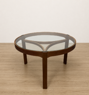 Table basse scandinave en teck et verre