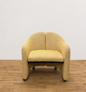 Fauteuil d'Eugenio Gerli pour Tecno retapissé pied de poule