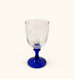 Vase sur pied en verre bleu
