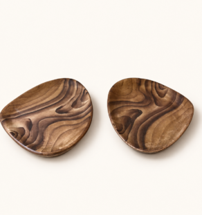 Duo de coupelles en céramique imitation bois