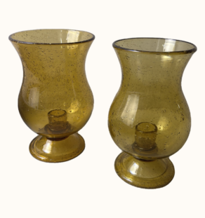 Duo de bougeoirs en verre ambré Biot